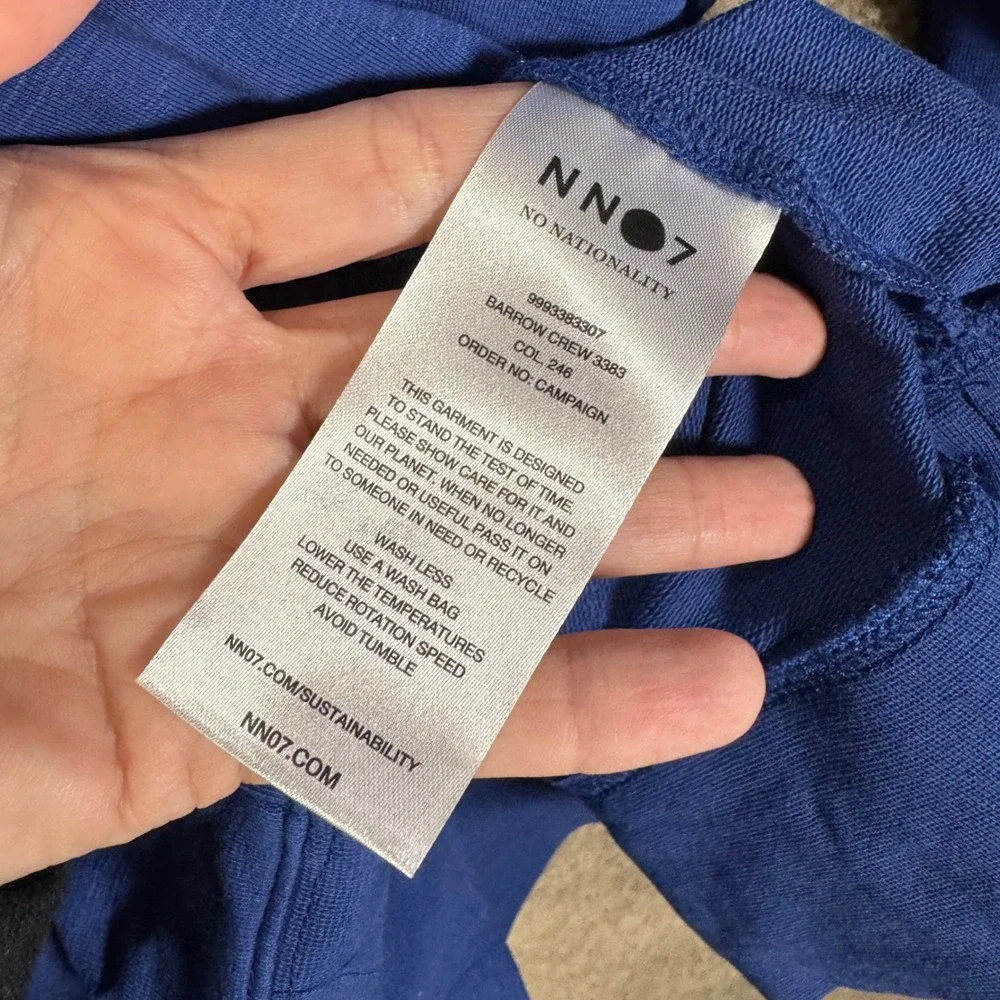 NN07 Barrow Crew Sweatshirt Mens XXL Cobalt Blue Slub Cotton Pullover Casual NWT